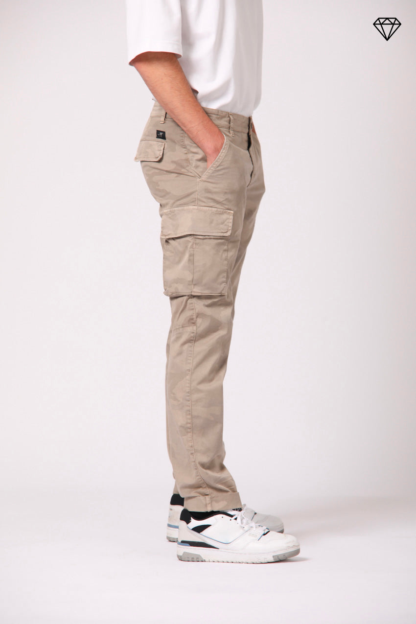 Chile pantalone cargo uomo in cotone con stampa camouflage extra-slim fit ①