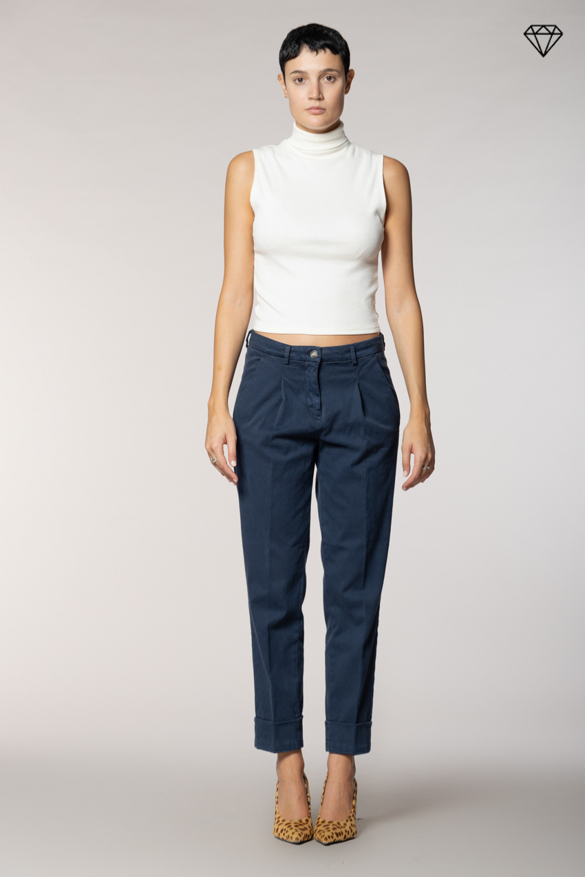 New York Carrot Pince pantalone chino donna in cotone cashmere carrot fit ①