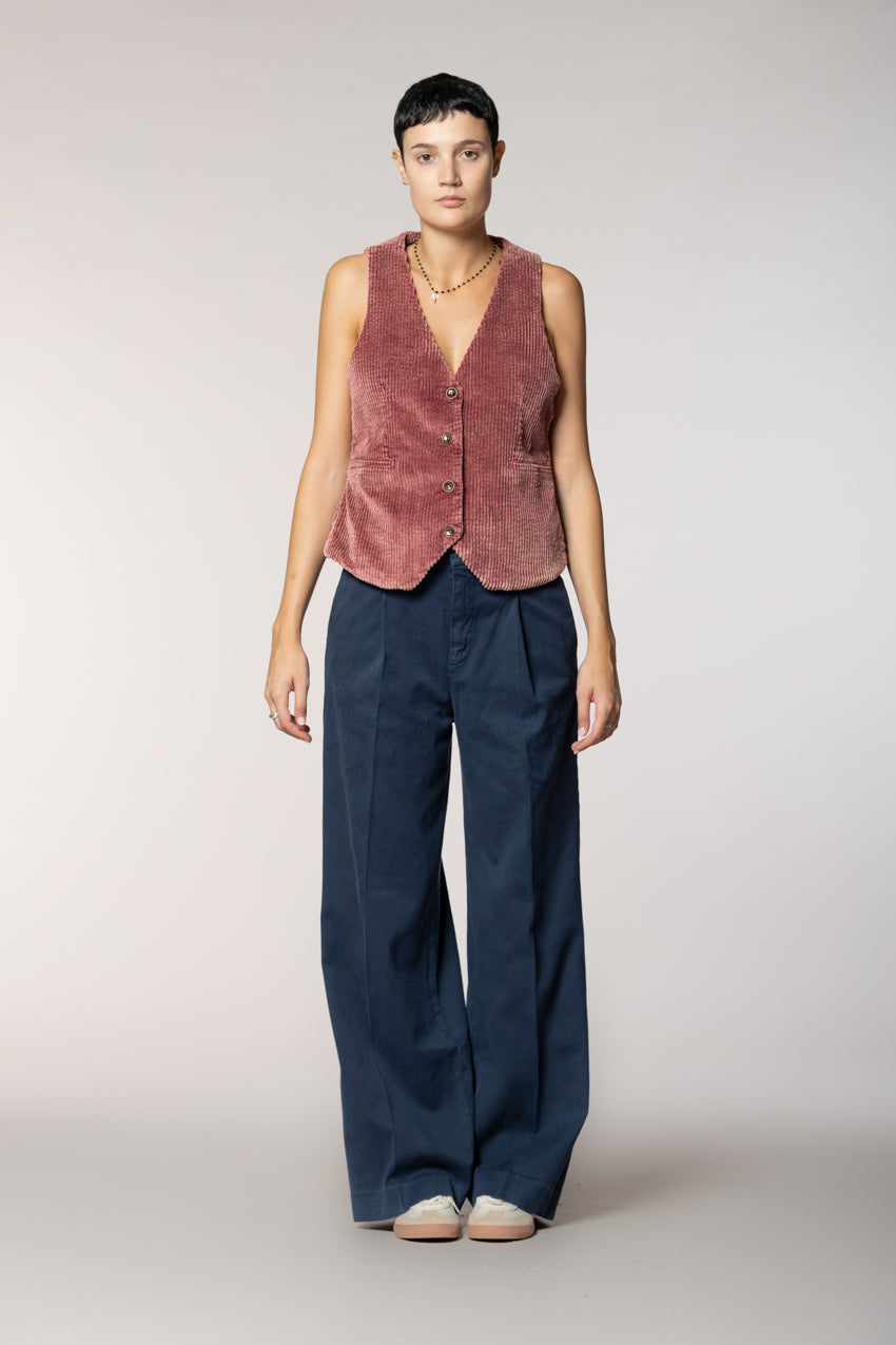 Ny Wide Pinces pantalone chino donna in cotone cashmere wide leg