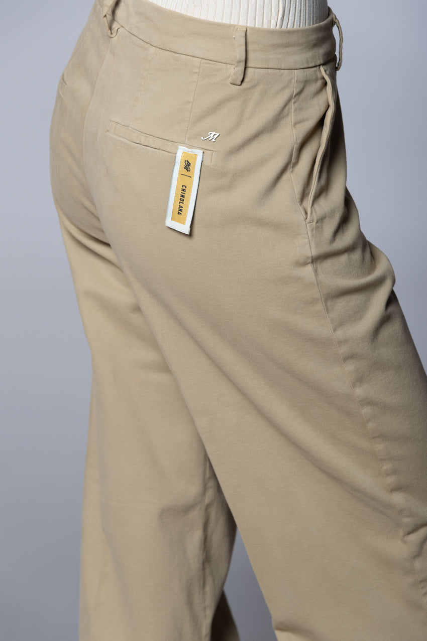 New York Studio pantalone chino donna in cotone lana wide leg