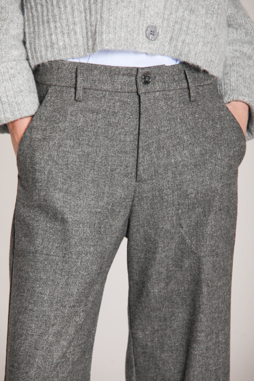 Foto 2 Shon pantalone chino donna in lana unita wide leg