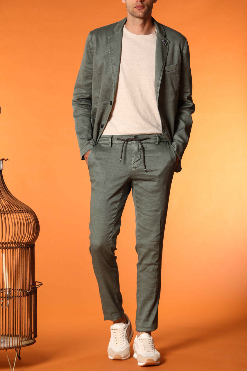 Milano Jogger pantalone uomo in twill di lino e cotone extra slim fit