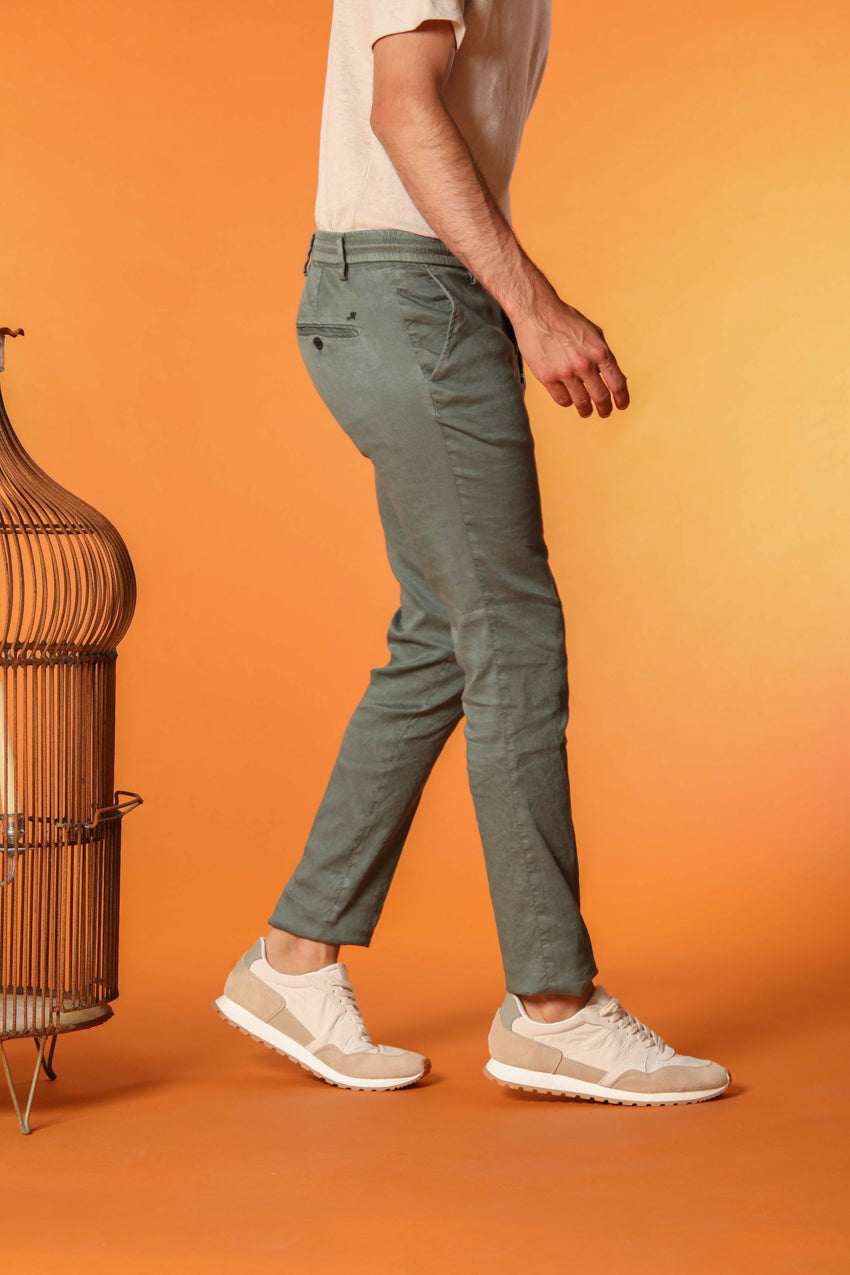 Milano Jogger pantalone uomo in twill di lino e cotone extra slim fit