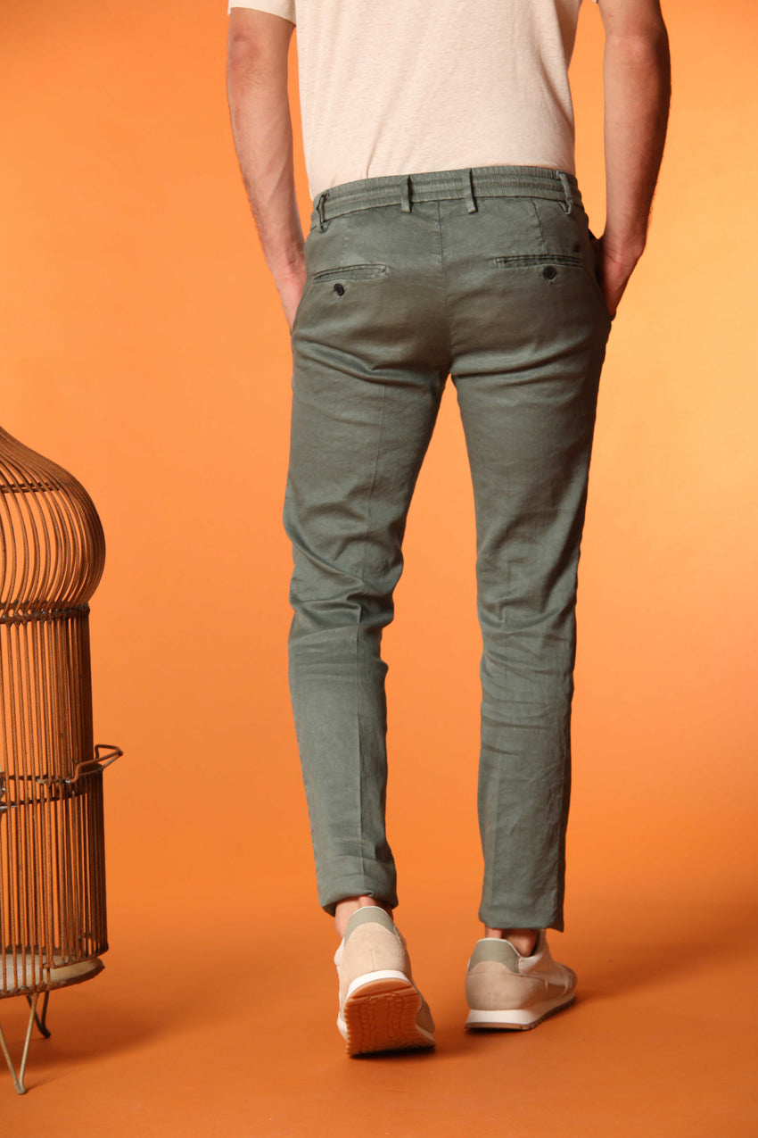Milano Jogger pantalone uomo in twill di lino e cotone extra slim fit