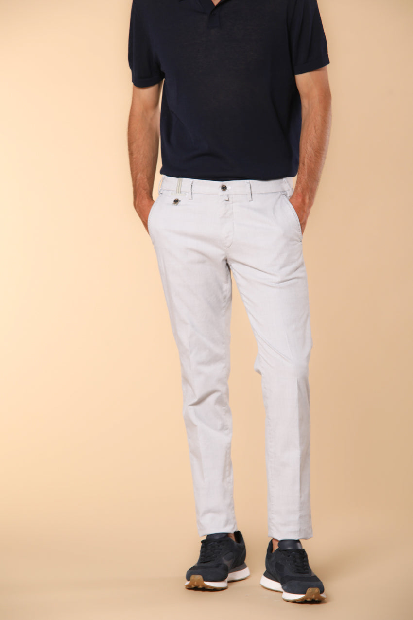 Torino Prestige pantalone chino uomo in cotone e lyocell stampa galles mouliné slim fit