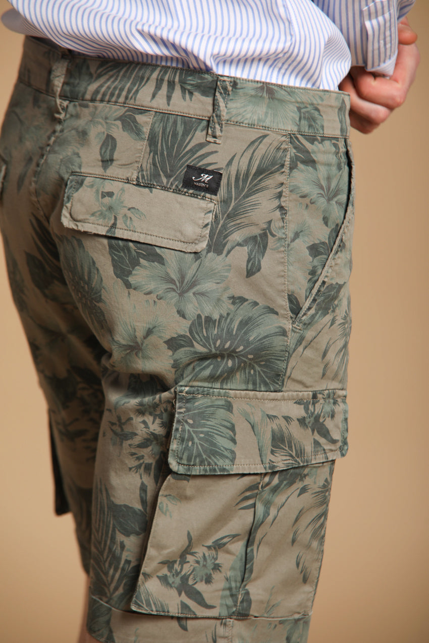 Chile Herren-Cargo-Bermuda aus Baumwolle mit Hawaii-Muster in Tiffany-Farbe Slim Fit