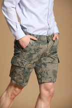 Chile Herren-Cargo-Bermuda aus Baumwolle mit Hawaii-Muster in Tiffany-Farbe Slim Fit