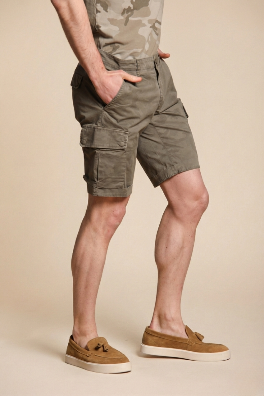 Chile bermuda cargo uomo in cotone fantasia camou slim fit ①