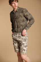 Chile Herren-Cargo-Bermuda aus Baumwoll-Herringbone mit Blumenmuster Slim Fit