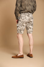 Chile Herren-Cargo-Bermuda aus Baumwoll-Herringbone mit Blumenmuster Slim Fit