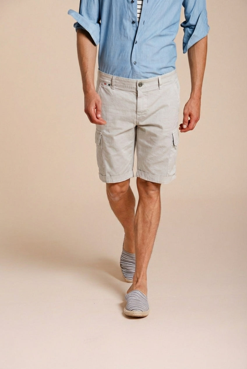 Chile bermuda cargo uomo in raso stretch slim fit ①