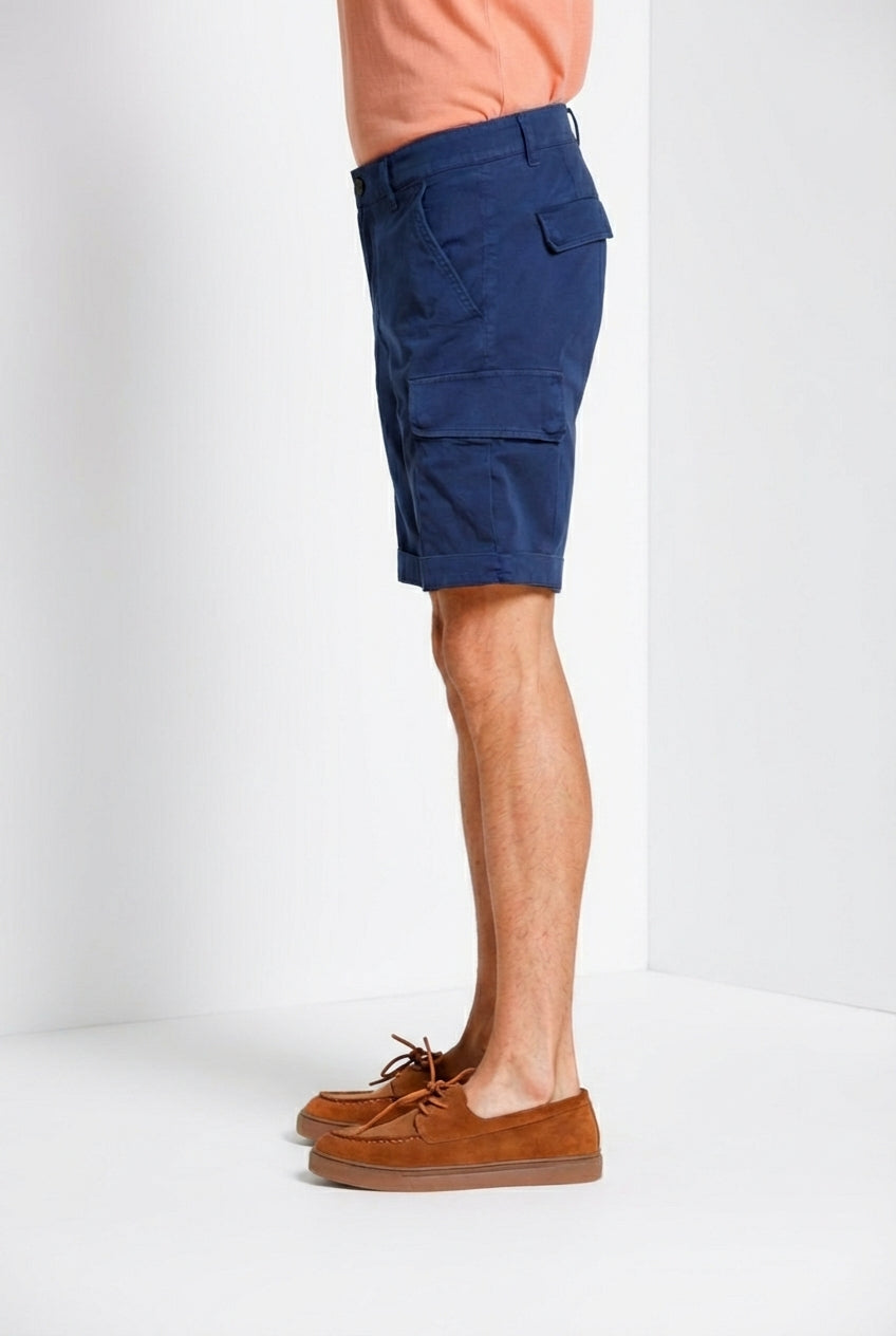 Chile bermuda cargo homme en satin stretch slim fit ①