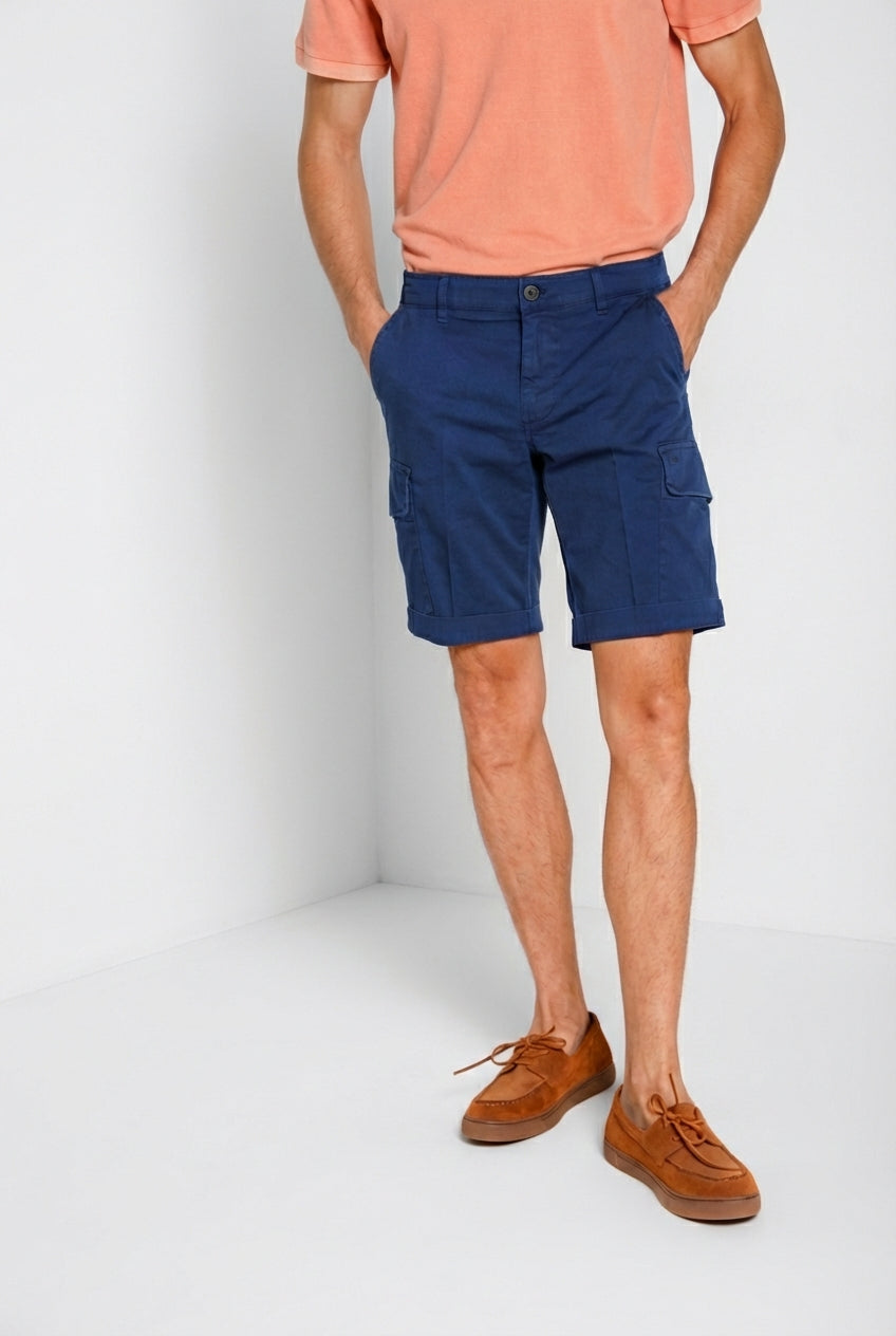 Chile bermuda cargo homme en satin stretch slim fit ①