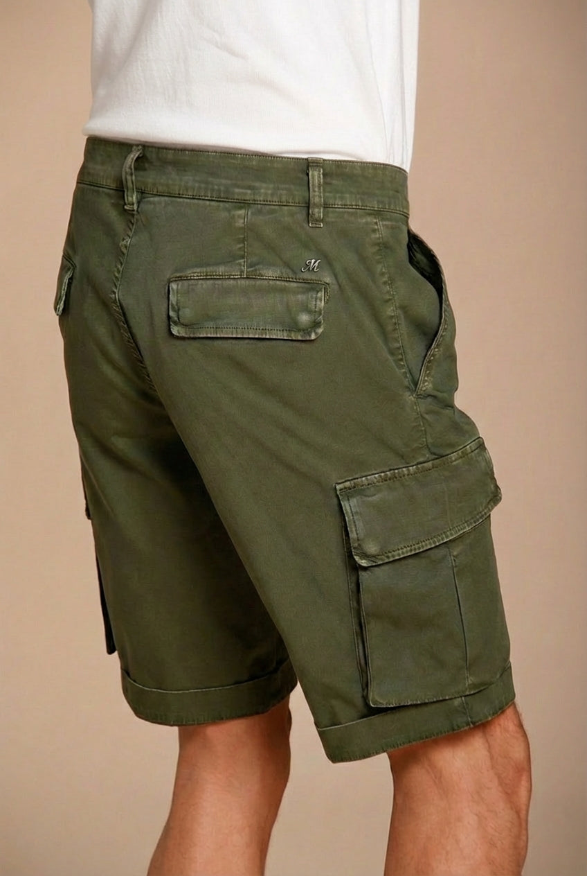 Chile bermuda cargo uomo in raso stretch slim fit ①