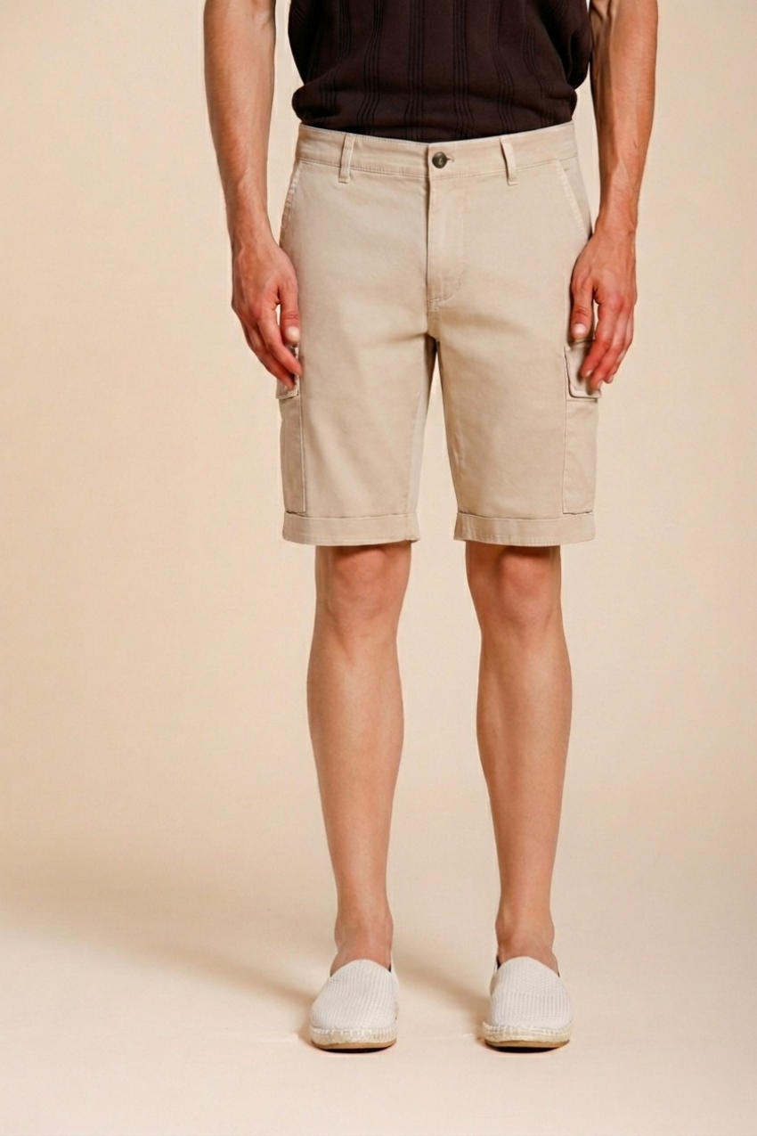 Chile bermuda cargo uomo in raso stretch slim fit ①