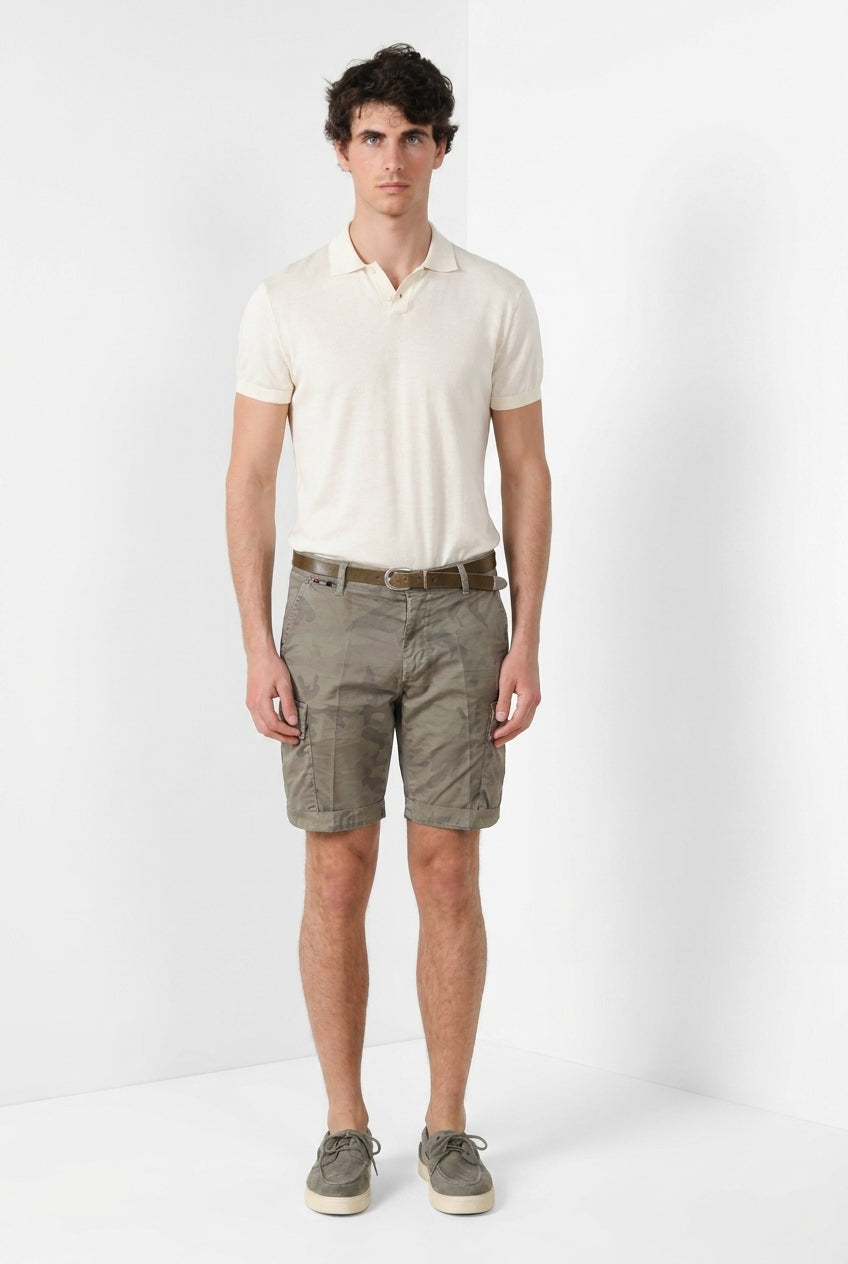 Dettaglio gamba bermuda cargo uomo Chile Mason's salvia in twill SS26