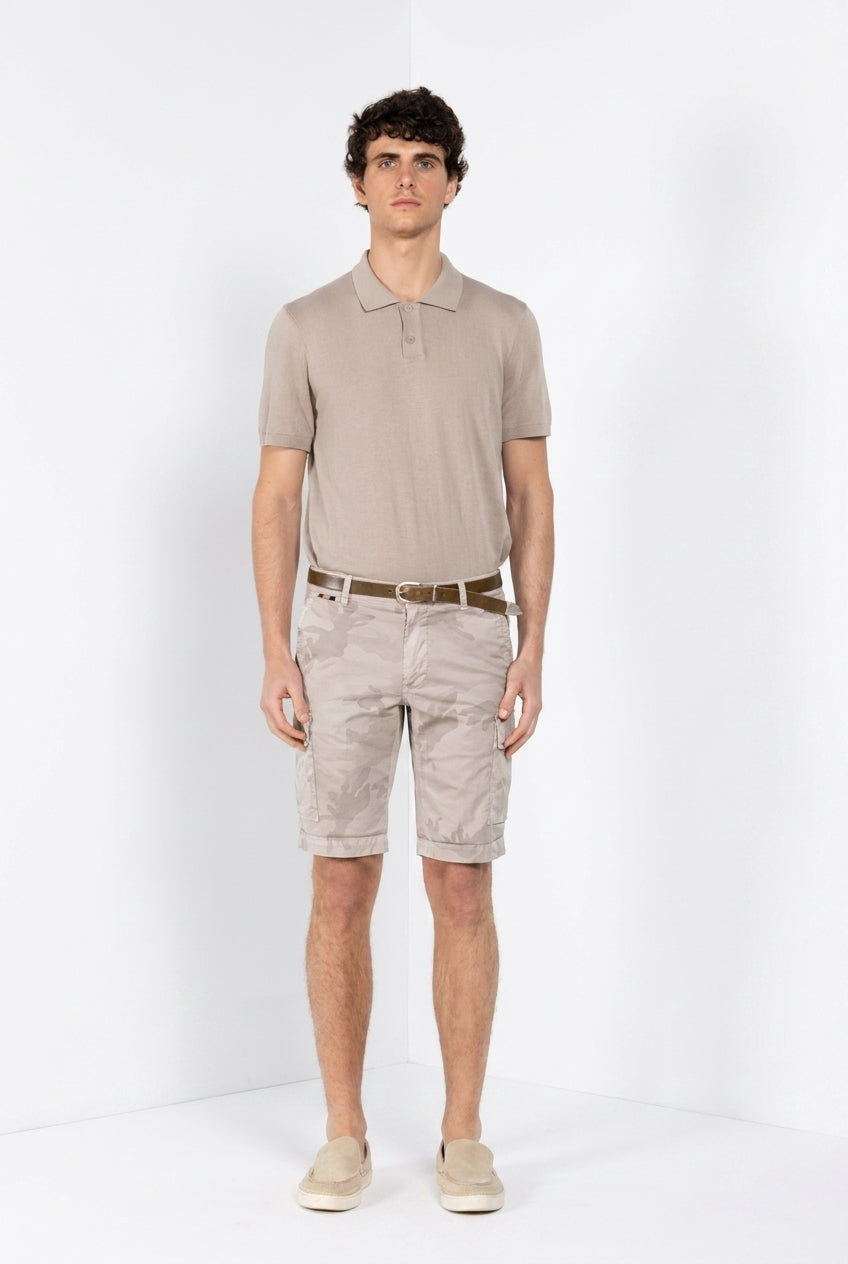Dettaglio vita e tasche cargo bermuda cargo uomo Chile Mason's beige in twill SS26
