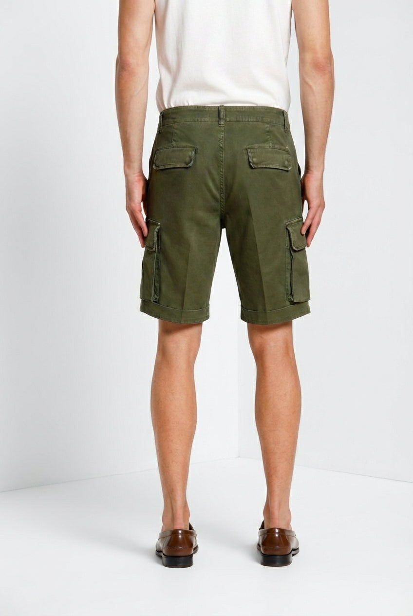 Chile men's cargo bermuda in stretch satin slim fit ①