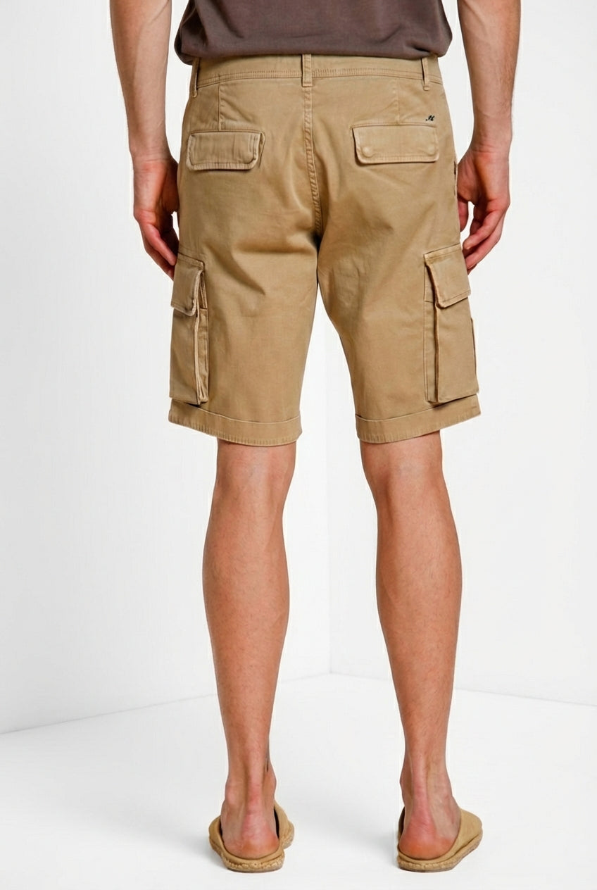Chile men's cargo bermuda stretch satin slim fit ①