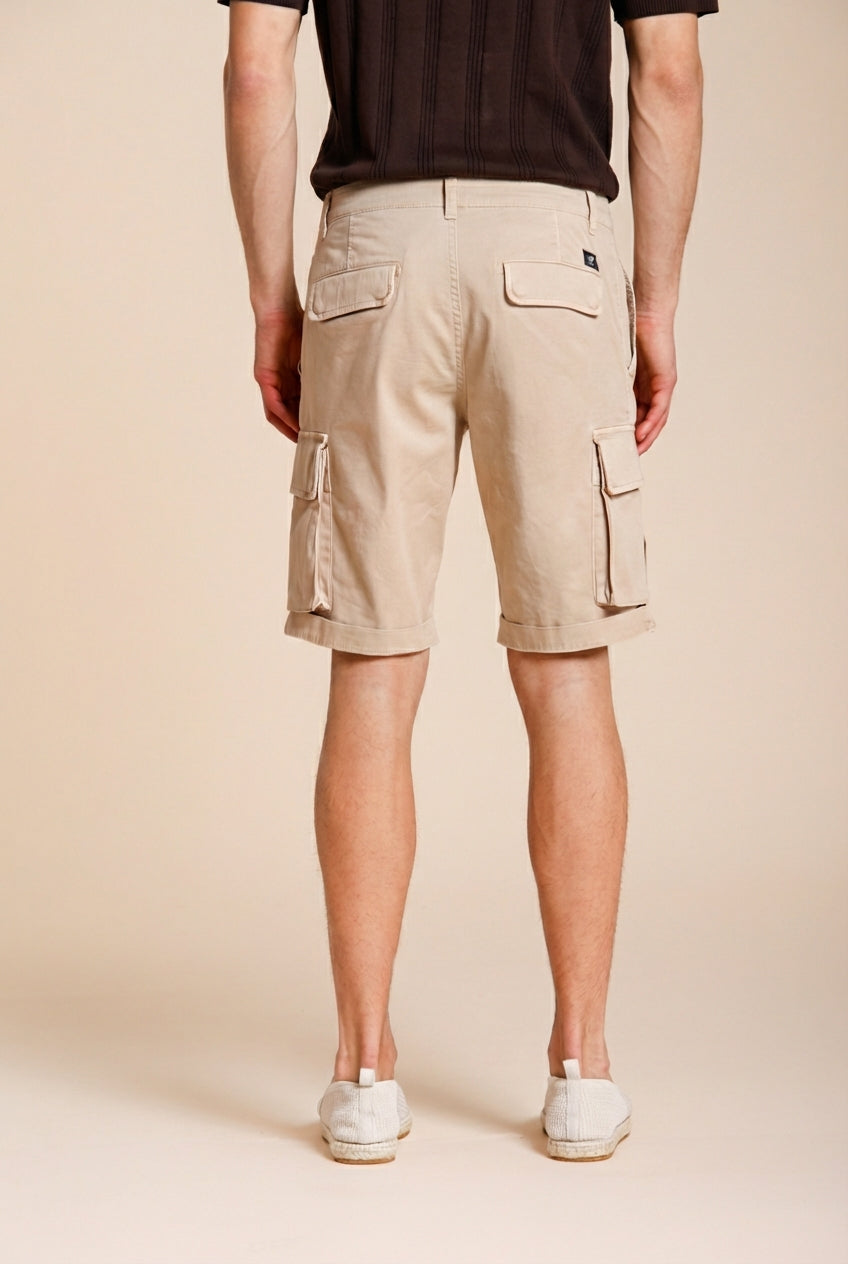 Chile bermuda cargo uomo in raso stretch slim fit ①