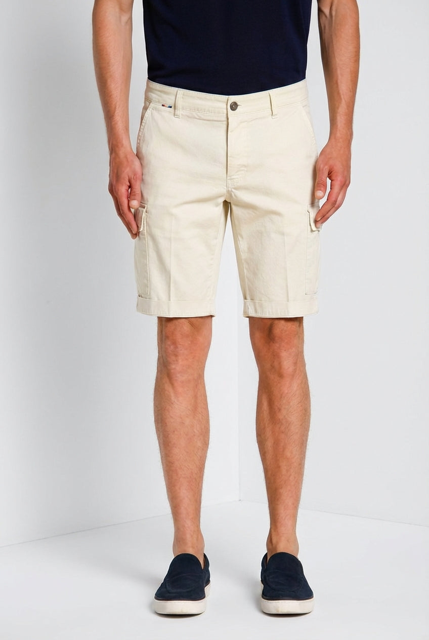 Chile bermuda cargo homme en satin stretch slim fit ①