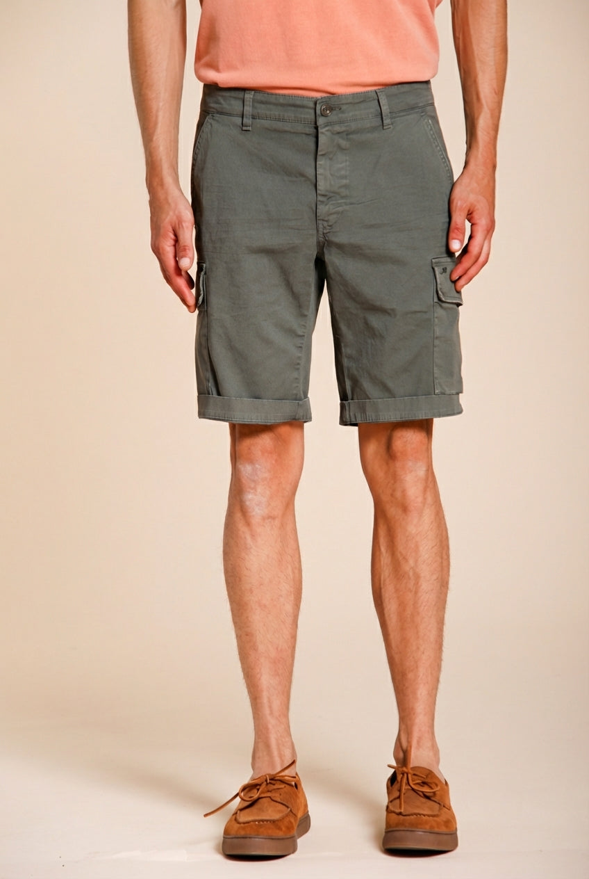 Chile bermuda cargo uomo in raso stretch slim fit ①