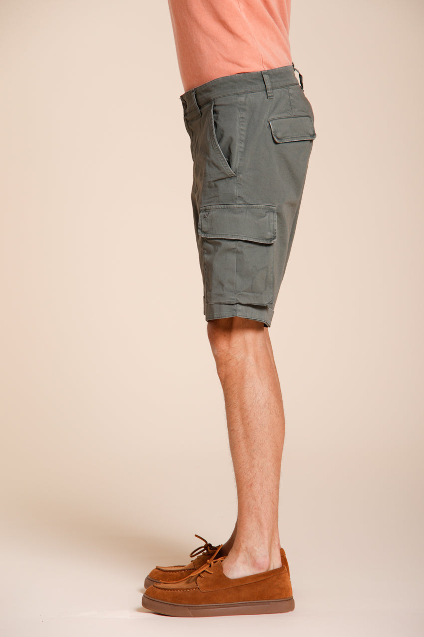 Chile bermuda cargo uomo in raso stretch slim fit ①