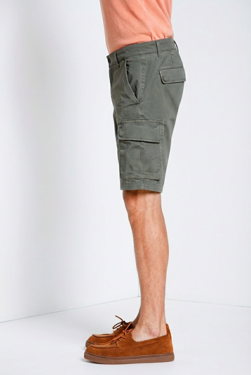 Chile men's cargo bermuda in stretch satin slim fit ①
