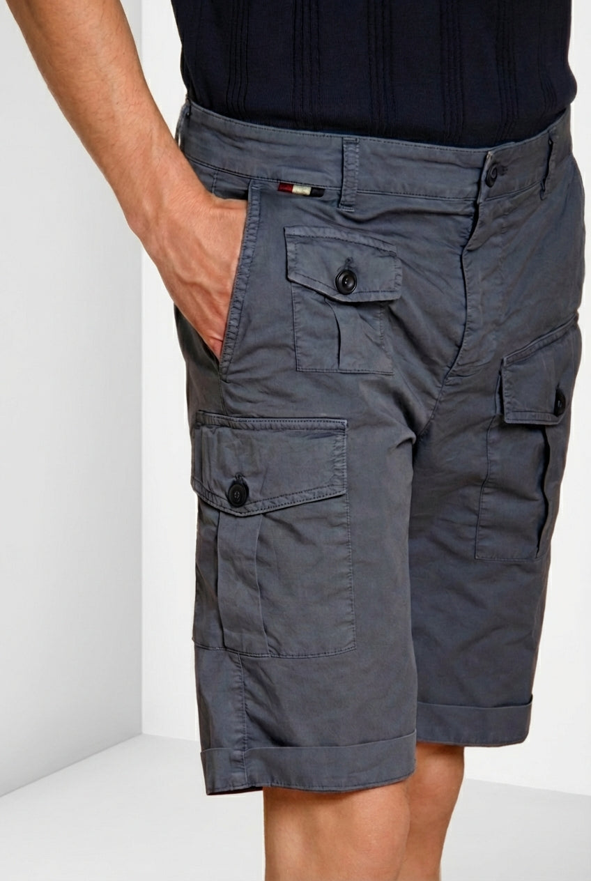 George Coolpocket men's cargo bermuda in stretch gabardine logo edition carrot fit ①