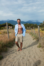 Chinos 22 Herren-Chino-Bermuda aus Baumwoll-Hanf-Herringbone-Mischung Relaxed Fit