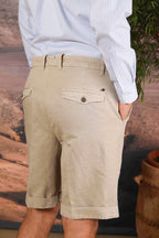 Chinos 22 Herren-Chino-Bermuda aus Baumwoll-Hanf-Herringbone-Mischung Relaxed Fit