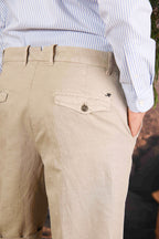 Chinos 22 Herren-Chino-Bermuda aus Baumwoll-Hanf-Herringbone-Mischung Relaxed Fit