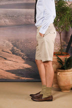 Chinos 22 Herren-Chino-Bermuda aus Baumwoll-Hanf-Herringbone-Mischung Relaxed Fit