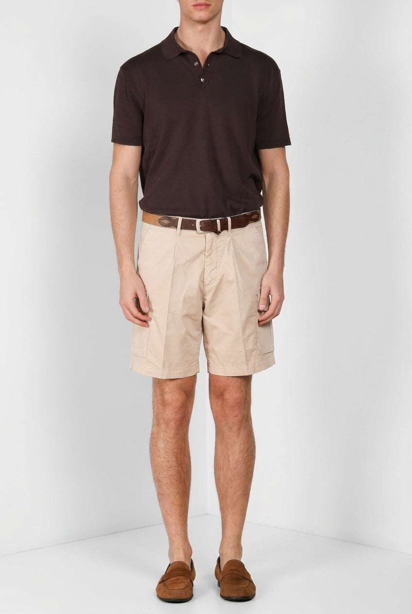 Bermuda cargo Mason's uomo beige medio in gabardina stretch relaxed fit - vista laterale SS26