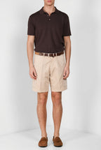 Bermuda cargo Mason's uomo beige medio in gabardina stretch relaxed fit - vista laterale SS26