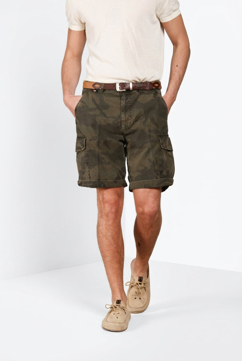 Dettaglio tasca cargo bermuda cargo uomo Chile M74 Mason's verde in canvas stampa camouflage SS26