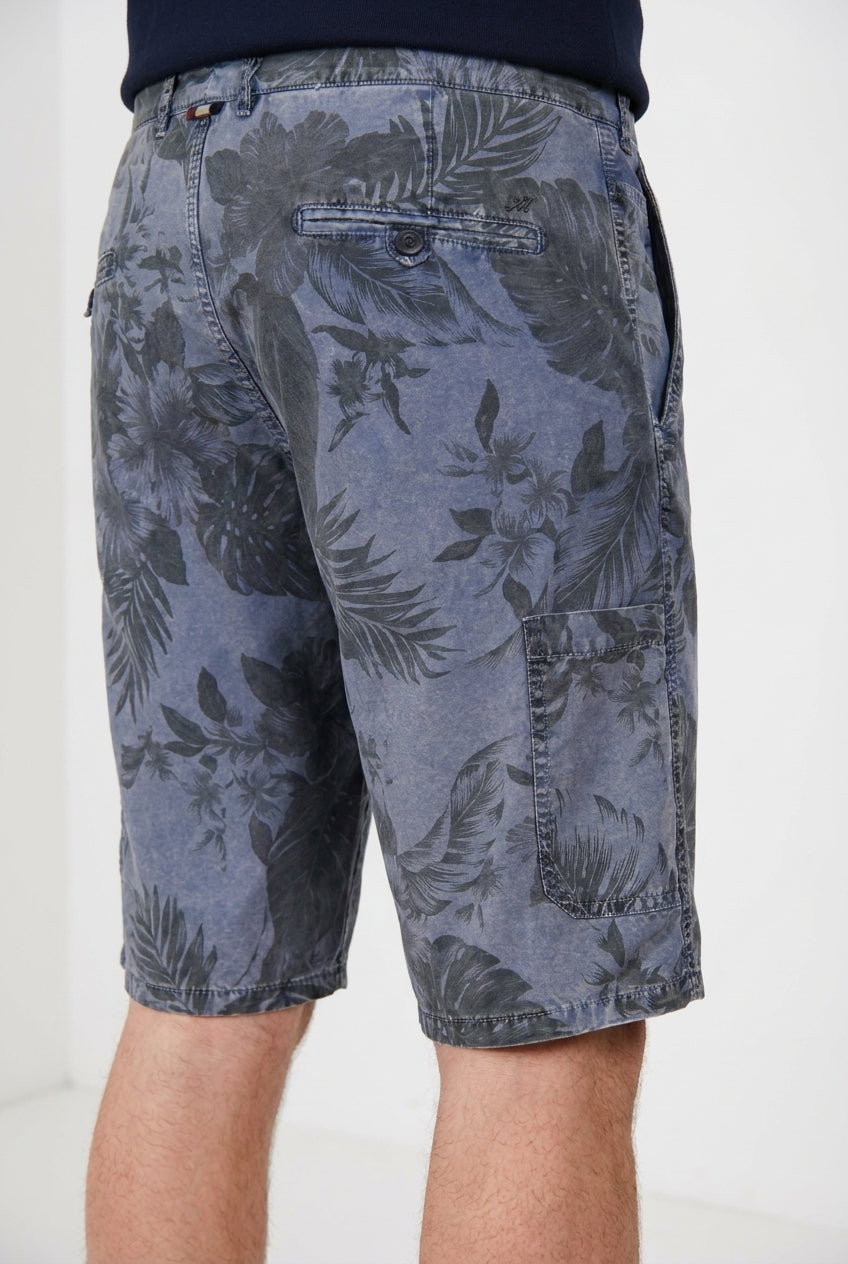 Denver M74 bermuda cargo uomo in canvas stampa hawaii relaxed fit