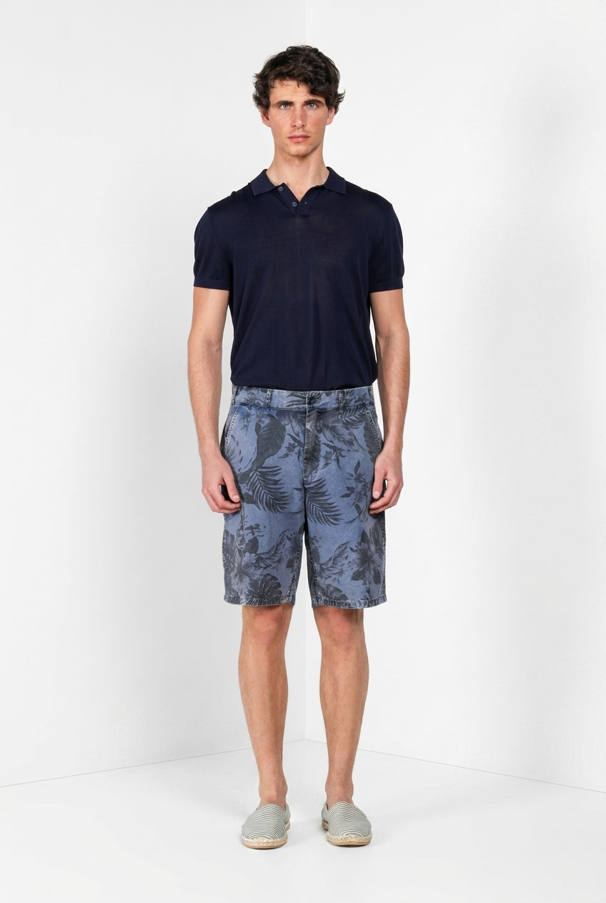 Denver M74 bermuda cargo uomo in canvas stampa hawaii relaxed fit