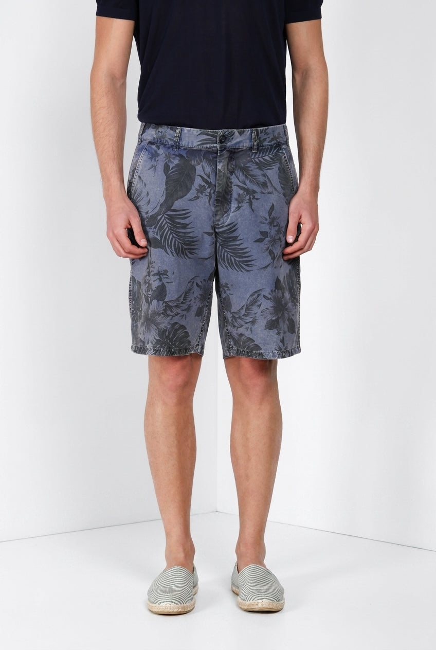 Denver M74 bermuda cargo uomo in canvas stampa hawaii relaxed fit