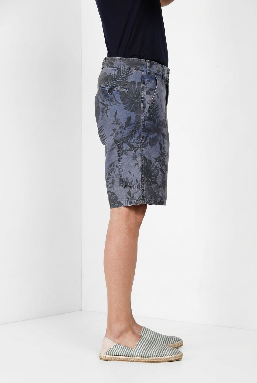 Denver M74 bermuda cargo uomo in canvas stampa hawaii relaxed fit