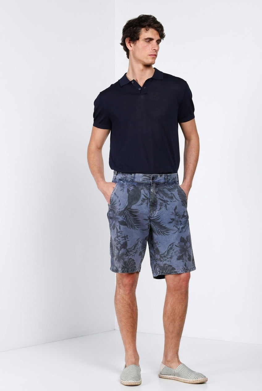Denver M74 bermuda cargo uomo in canvas stampa hawaii relaxed fit