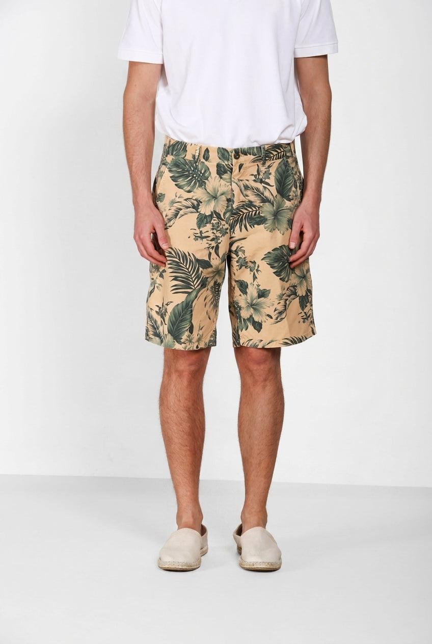 Denver M74 bermuda cargo uomo in canvas stampa hawaii relaxed fit