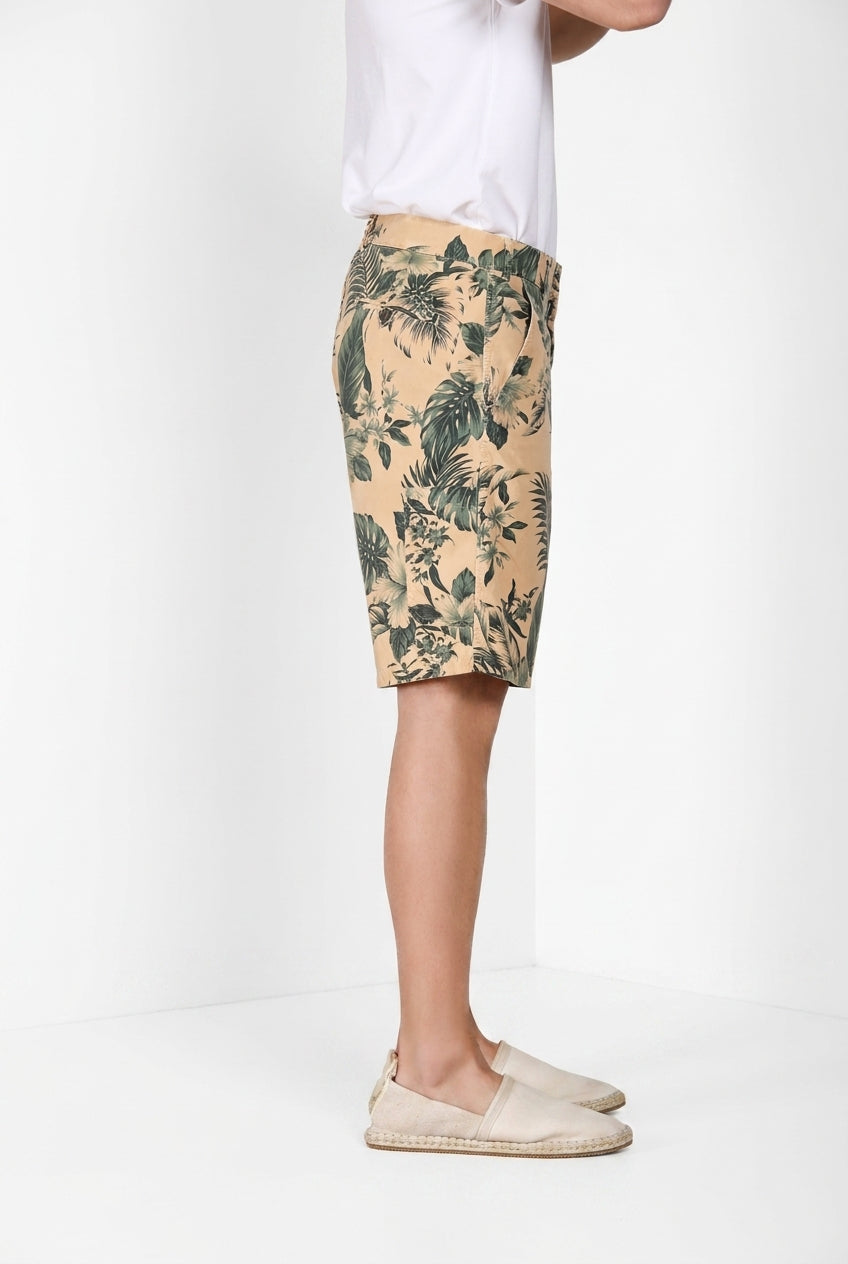 Denver M74 bermuda cargo uomo in canvas stampa hawaii relaxed fit