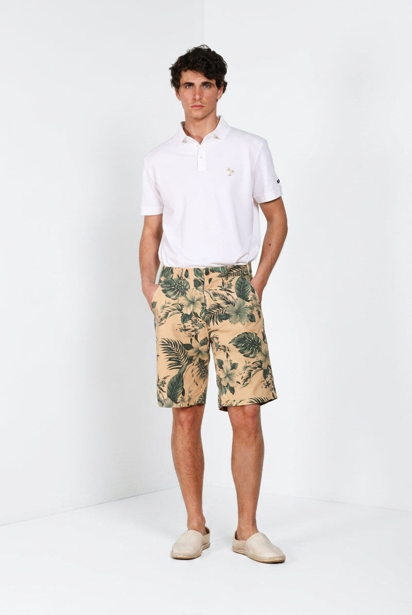 Denver M74 bermuda cargo uomo in canvas stampa hawaii relaxed fit