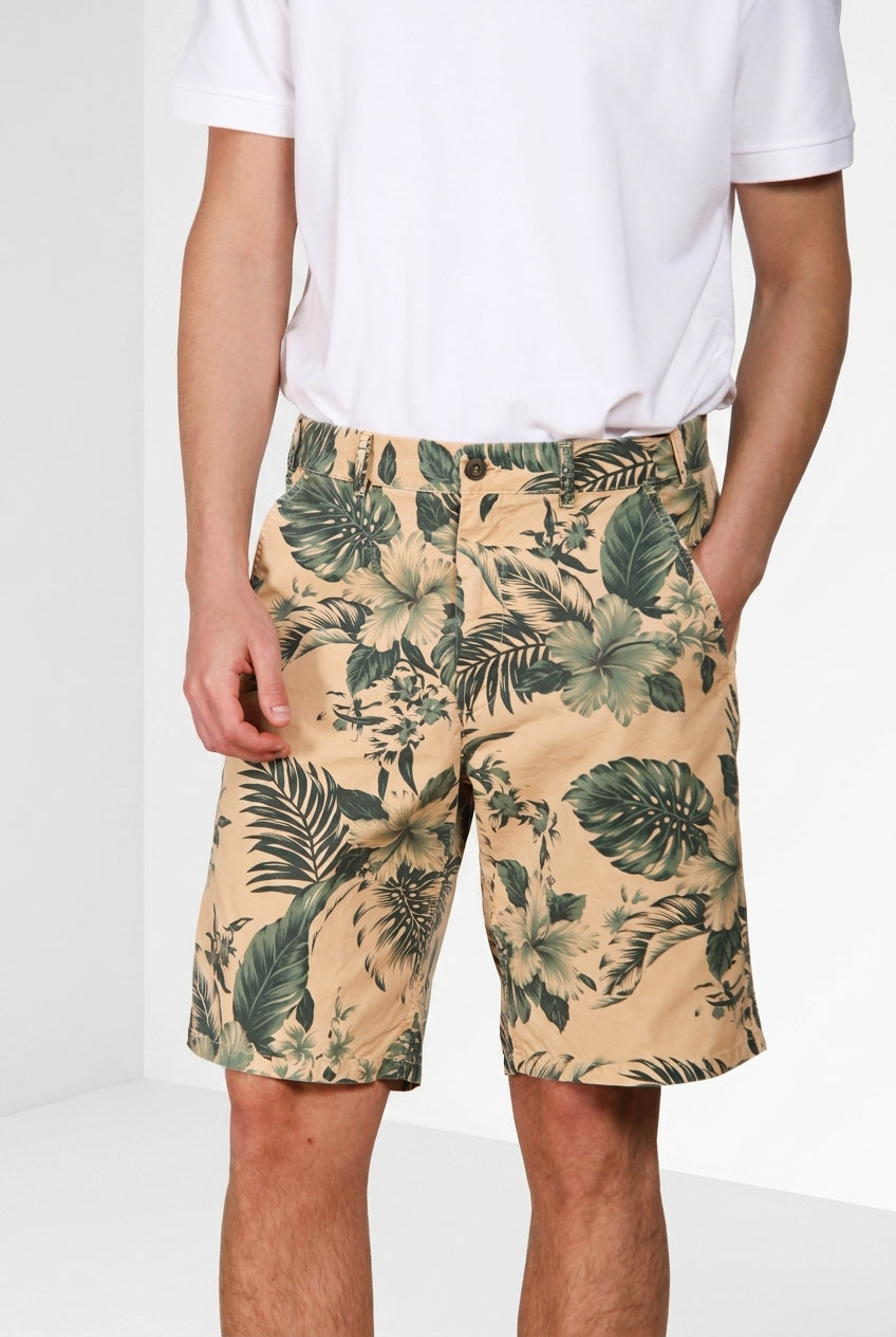 Denver M74 bermuda cargo uomo in canvas stampa hawaii relaxed fit