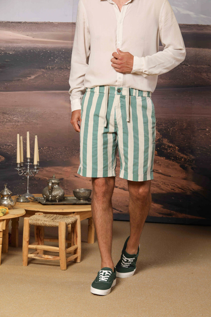 Khinos M74 Herren-Chino-Bermuda aus Baumwoll-Canvas mit Streifenmuster Regular Fit