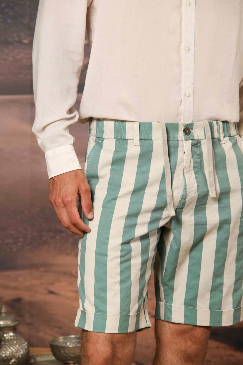 Khinos M74 Herren-Chino-Bermuda aus Baumwoll-Canvas mit Streifenmuster Regular Fit