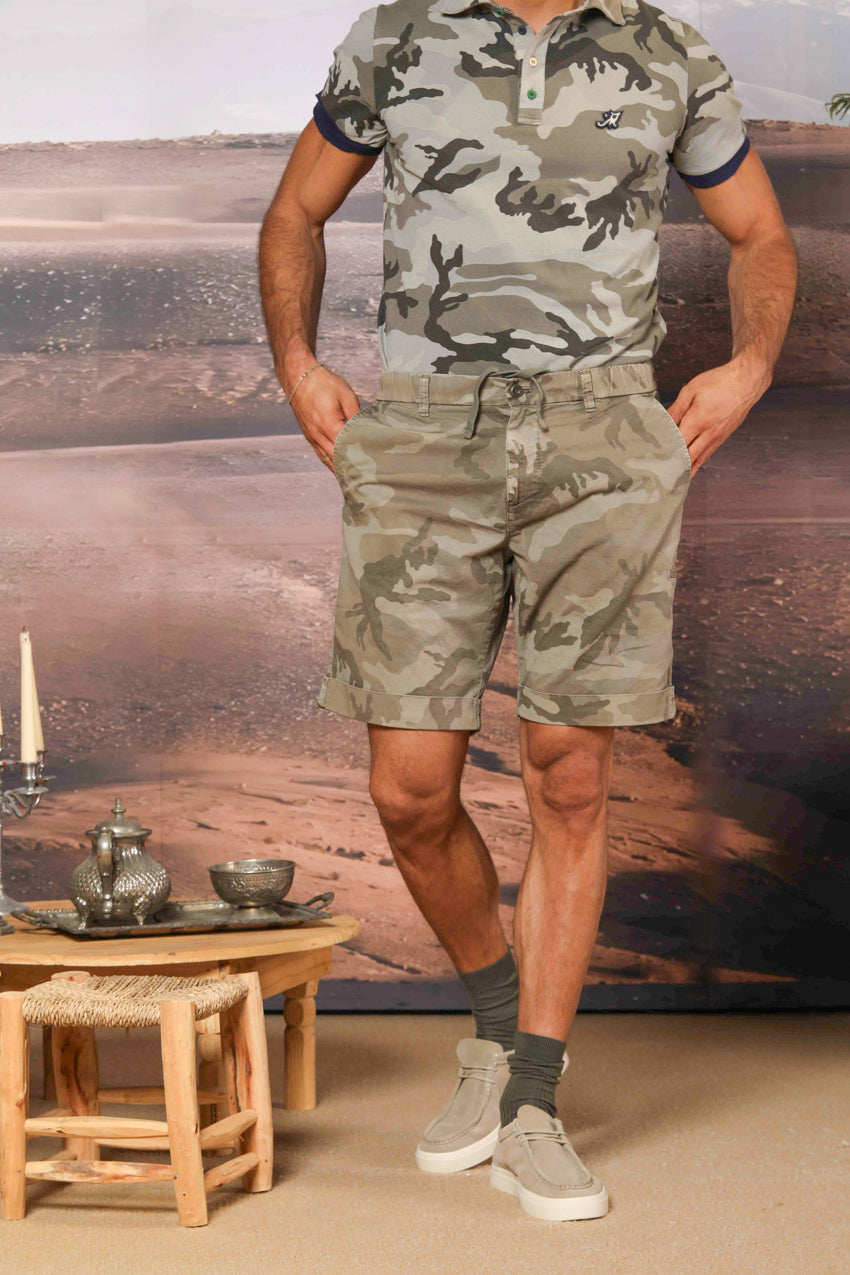 Khinos M74 Herren-Chino-Bermuda aus Baumwolle mit weißem Camouflage-Muster Relaxed Fit