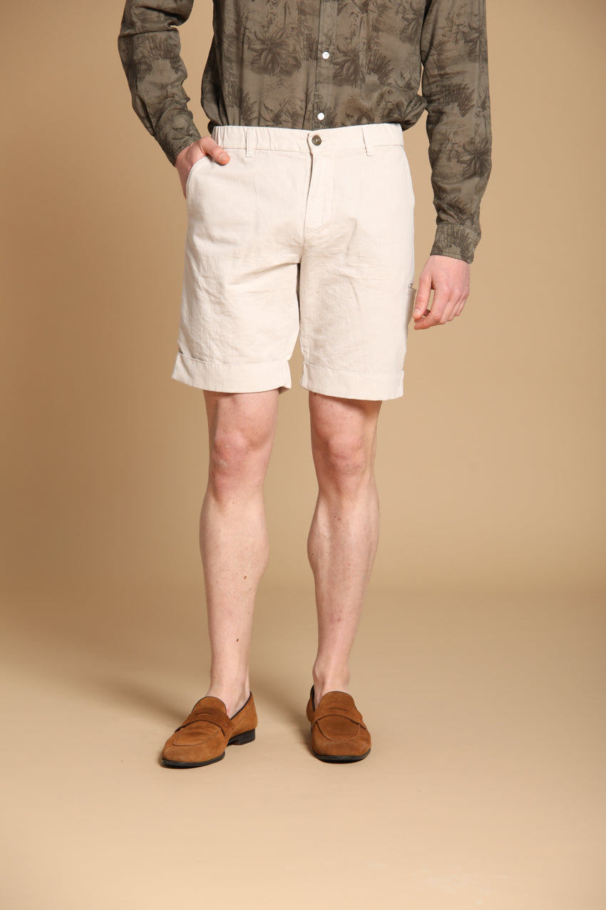 Khinos M74 Herren-Chino-Bermuda aus Baumwoll-Hanf-Herringbone-Mischung Relaxed Fit