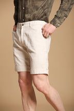 Khinos M74 Herren-Chino-Bermuda aus Baumwoll-Hanf-Herringbone-Mischung Relaxed Fit